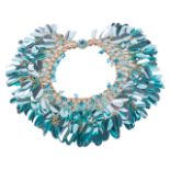 An impressive vintage 1950's iridescent collar necklace, original Harrods boxthe necklace