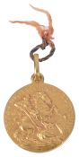 A small Continental 18ct gold 'In Tempestate Securitas Georgius Equitim Patronus' medallion one side