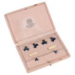Art Deco onyx and diamond studs and dress buttons, Hunt & Roskellthe Hunt & Roskell fitted box