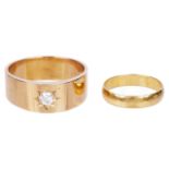 A gentleman's Victorian style 18ct gold, single stone diamond set ring,the star set diamond