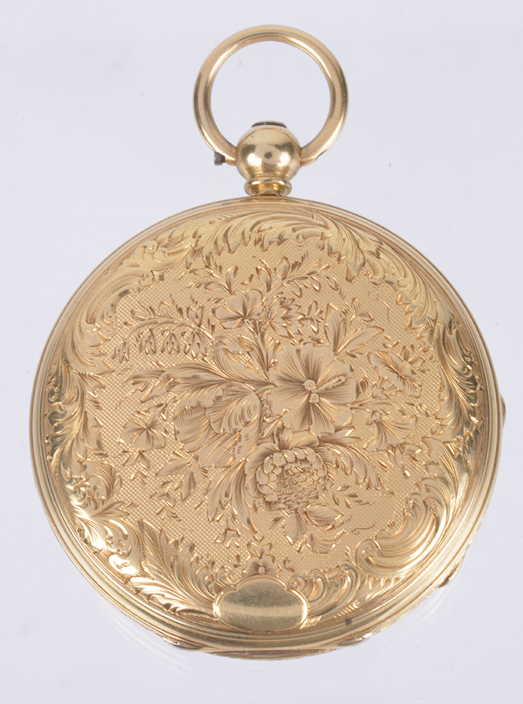 An 18ct gold ladies pocket watch, the gilt dial with roman hours, black spade hands, the case back - Image 2 of 6