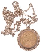 A Victorian 1895 fine gold sovereignthe coin set in 9ct gold removable pendant mount and suspended