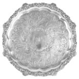 A William IV silver salver, hallmarked London 1830the pie crust edge with applied foliate border,