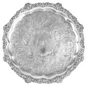 A William IV silver salver, hallmarked London 1830the pie crust edge with applied foliate border,