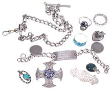 An interesting mixed collection of silver jewellery and others including a Scottish celtic silver