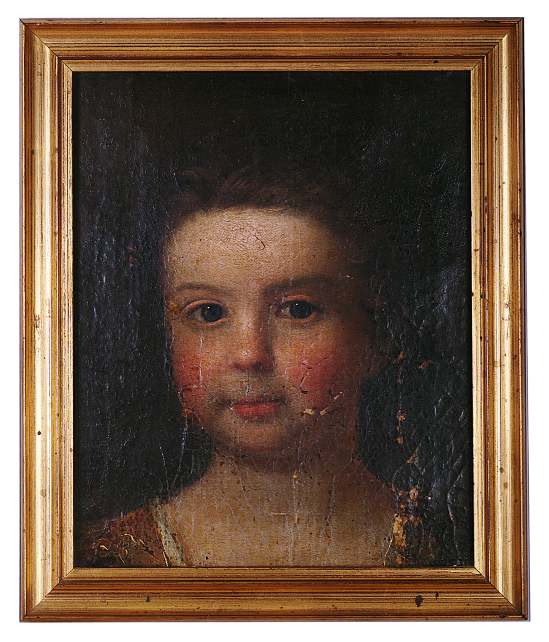 British School, 18th century 'Portrait of a young girl', oil on canvas, indistinctly signed