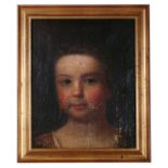 British School, 18th century 'Portrait of a young girl', oil on canvas, indistinctly signed