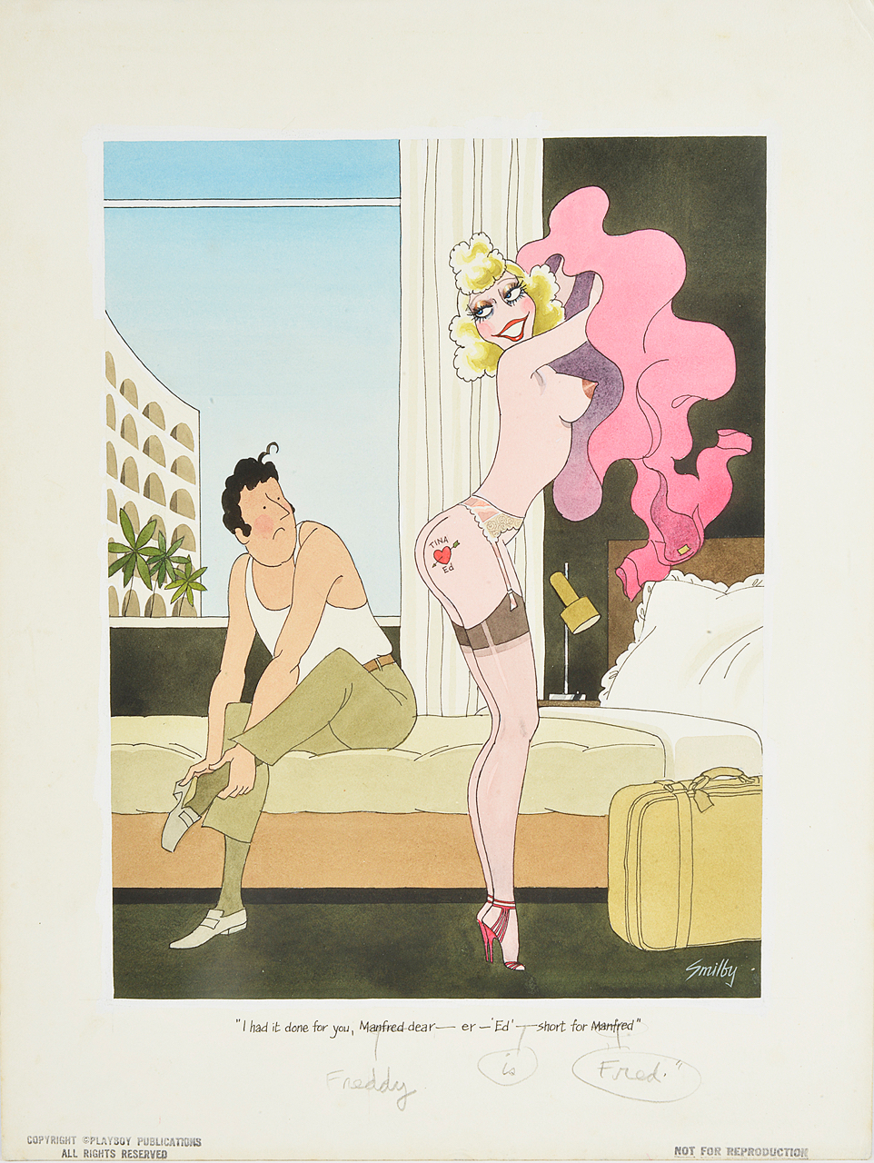 Smilby, Francis Wilford-Smith (British 1927 – 2009) cartoon for Playboy “I had it done for you..."