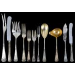 A suite of German silver flatware, early 20th centurynine table forks and nine table knives; nine