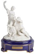 A Sevres biscuit 'Group Cymbales' circa 1912 the group depicting Bacchante playing cymbals and Satyr