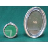 HALLMARKED SILVER OVAL PHOTO FRAMED AND HALLMARKED SILVER CIRCULAR PHOTO FRAME
