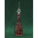 RED OVERLAID GLASS DECANTER