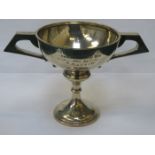 HALLMARKED SILVER TWO HANDLED GOLF TROPHY,