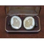 PAIR OF CARVED IVORY EFFECT CUFFLINKS