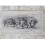 HERBERT DICKSEE, PENCIL SIGNED LIMITED EDITION ETCHING DEPICTING TWO SLEEPING DOGS,