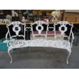 PAINTED CAST METAL THREE SEATER GARDEN CHAIR