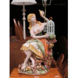 CONTINENTAL STYLE GLAZED CERAMIC FIGURE FORM TABLE LAMP (AT FAULT)