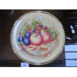 AYNSLEY HANDPAINTED AND GILDED FRUIT DECORATED CERAMIC PLATE, SIGNED N BRUNT,