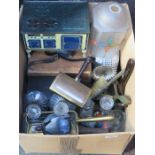 SUNDRY LOT INCLUDING MINIATURE KITCHEN STOVE, CAMPING STOVE, CASED CAMERA,