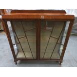 TWO DOOR GLAZED ART DECO STYLE DISPLAY CABINET