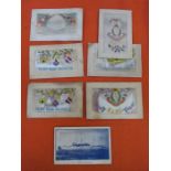 SMALL PARCEL OF EMBROIDERED POSTCARDS, ETC.