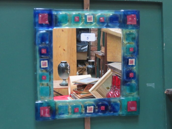 MURANO STYLE MULTI-COLOURED GLASS WALL MIRROR