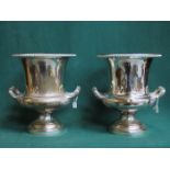 PAIR OF SILVER PLATED WINE COOLERS,