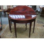 ANTIQUE MAHOGANY STRING INLAID FOLD OVER TABLE