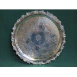HALLMARKED SILVER WAVE EDGED CIRCULAR TRAY, SHEFFIELD ASSAY DATED 1895 BY ATKIN BROTHERS,