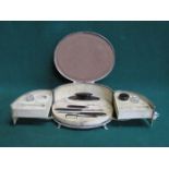 HALLMARKED SILVER OVAL FOLD OUT PART VANITY KIT WITH NICELY FITTED INTERIOR,