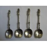 SET OF FOUR HALLMARKED SILVER APOSTLE SPOONS,