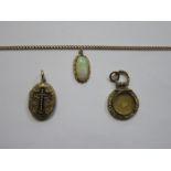 OPAL SET PENDANT ON CHAIN PLUS OVAL LOCKET AND SMALL CIRCULAR LOCKET