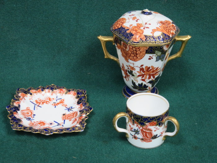 ROYAL CROWN DERBY THREE HANDLED MINIATURE TYG,