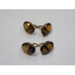 PAIR OF TOPAZ SET GOLD COLOURED CUFFLINKS