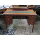 ANTIQUE MAHOGANY SIX DRAWER WRITING DESK WITH GALLERIED TOP,