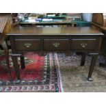 ANTIQUE OAK THREE DRAWER SIDEBOARD