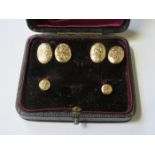 CASED 9ct GOLD CUFFLINKS WITH MATCHING BUTTONS