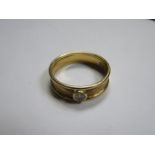 18ct GOLD RING SET WITH SINGLE CLEAR STONE
