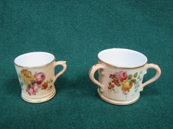 ROYAL WORCESTER MINIATURE TWO HANDLED TYG AND MINIATURE TANKARD