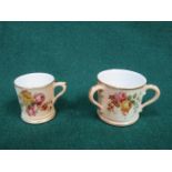 ROYAL WORCESTER MINIATURE TWO HANDLED TYG AND MINIATURE TANKARD
