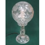 ETCHED GLASS MUSHROOM LAMP WITH SHADE,