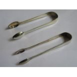 TWO PAIRS OF HALLMARKED SILVER SUGAR TONGS