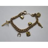 9ct GOLD CHARM BRACELET WITH CHARMS