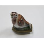 CONTINENTAL HANDPAINTED CERAMIC BIRD FORM HINGED SNUFF BOX