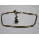 9ct GOLD WATCH CHAIN WITH SEAL FOB