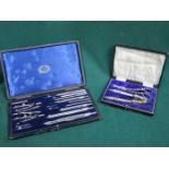 CASED DRAWING INSTRUMENTS AND CASED NUT CRACKER PLUS SCISSOR SET