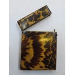 TORTOISE SHELL CARD CASE WITH HINGED COVER