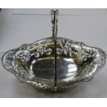 HALLMARKED SILVER PIERCEWORK DECORATED BASKET WITH SWING OVER HANDLE, LONDON ASSAY, DATED 1917,