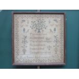 FRAMED SAMPLER BY RUTH SEAMER AGED 10, 1812,