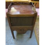 ANTIQUE MAHOGANY TAMBOUR FRONTED CABINET WITH SINGLE DRAWER